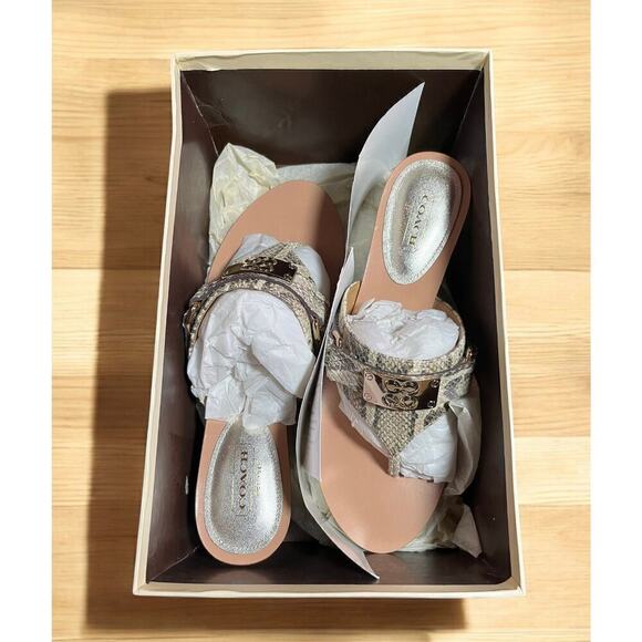 New With Tags Y2K Coach Q1102 Alberta Printed Python Kitten Heels Size 7.5M - Picture 7 of 8